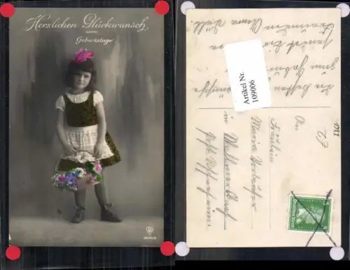 109006,HB Süsses Mädchen m. Blumen Kleid Geburtstag