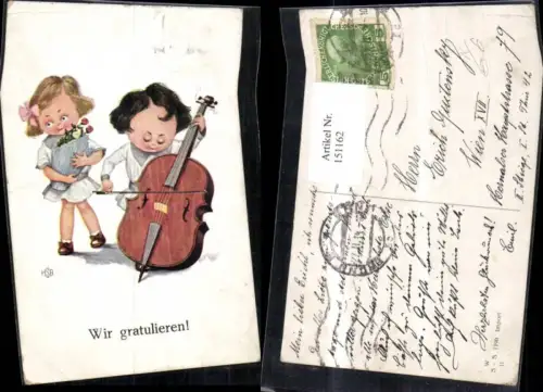 151162,Geburtstag Kinder Musizieren Instrument Blumenstrauß sign HSB