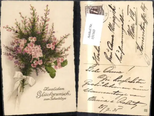 151163,Geburtstag Blumenstrauß m. Schleife