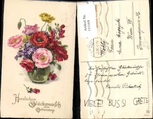 151169,Geburtstag Blumenvase Blumen pub Meissner Buch 3075