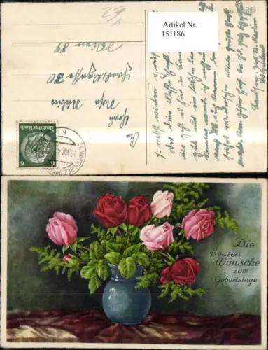151186,Geburtstag Blumenvase Rosen pub Erika 3258
