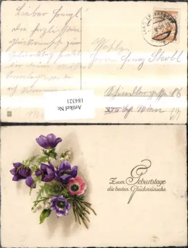 184321,Geburtstag Präge Ak Blumen Goldschrift