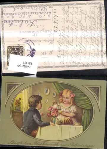 184327,Geburtstag Kinder b. Geburtstagkaffee Kuchen Kaffee Künstler Ak E. Student