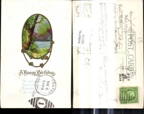 202775,Präge Künstler Ak Landschaft Goldverzierung Geburtstag