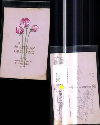 203019,Künstler Ak Blumen Geburtstag Goldschrift
