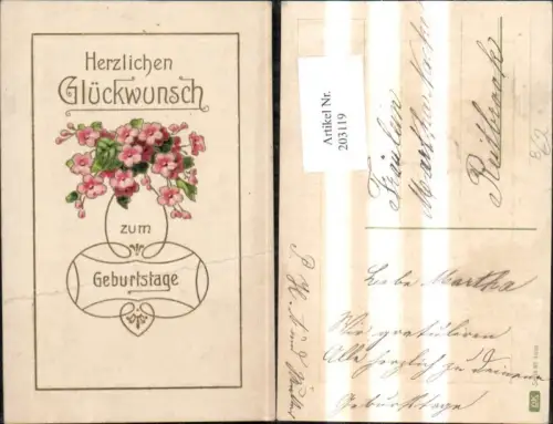 203119,Geburtstag Präge Ak Blumen Goldverzierung