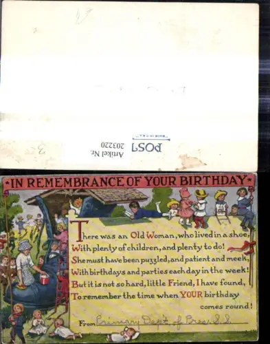 203220,Künstler Ak Kinder putzen Schuhhaus Riesenschuh Geburtstag Spruch Text