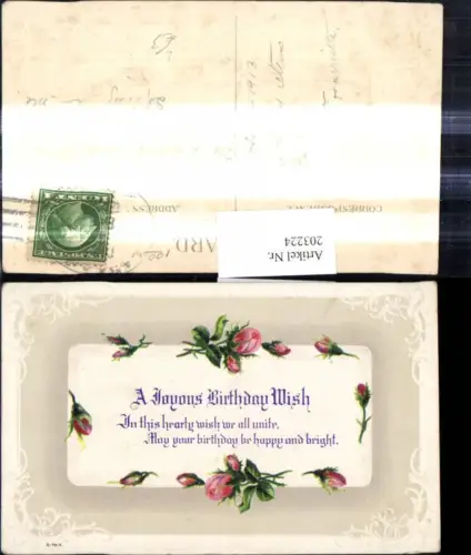 203224,Präge Litho Blumen Rosen Ornament Geburtstag Passepartout