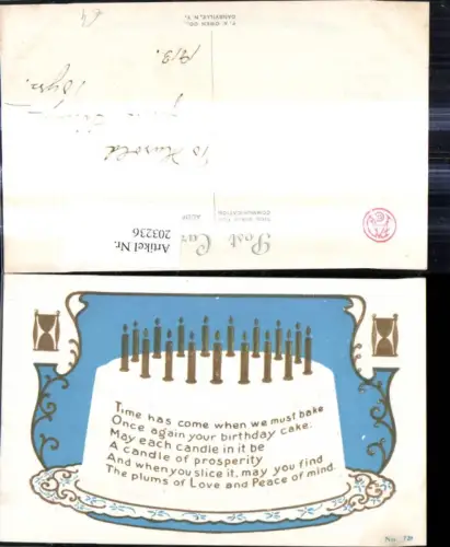 203236,Präge Ak Geburtstag Torte Geburtstagstorte Kerzen Spruch Text Goldverzierung