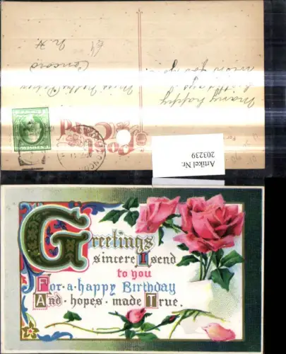 203239,Künstler Ak Rosen Blumen Geburtstag Spruch Text