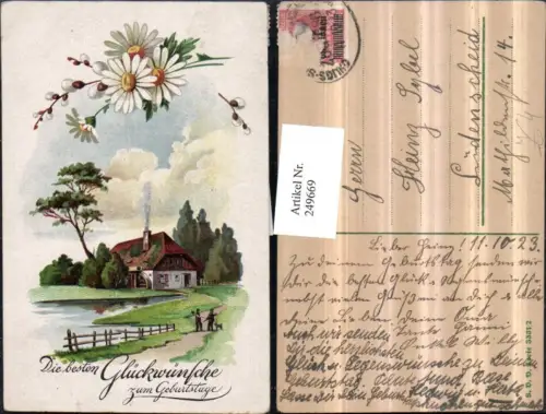 249669,Geburtstag Landschaft Wassermühle Mühle Margeriten Palmzweige