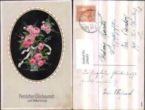 249695,Geburtstag Blumenvase Rosen Schleife