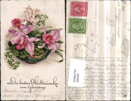 249707,Geburtstag Schale m. Blumen Orchideenart