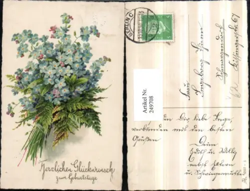 249708,Geburtstag Blumenstrauß Vergissmeinnicht Grüner Farn pub A. Rökl 2557euro4