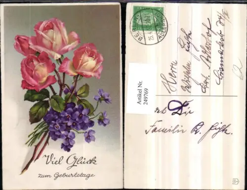 249769,Geburtstag Blumen Rosen Veilchen