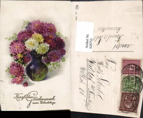 628753,Geburtstag Vase m. Blumen Chrysanthemen