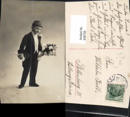 628759,Geburtstag Bub Junge i. Anzug Strauß Rosen Blumen pub RPH 4665euro4