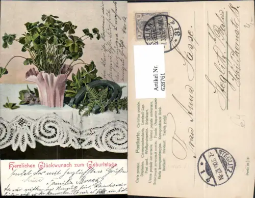 628761,Geburtstag Klee im Blumentopf Hufeisen