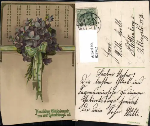 628762,Geburtstag Blumen Veilchen Schleife Stempel Werdohl