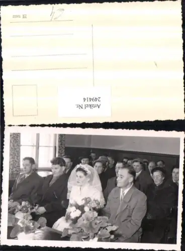 249414,Foto AK Standesamt Hochzeit Braut u. Bräutigam Brautkleid Schleier