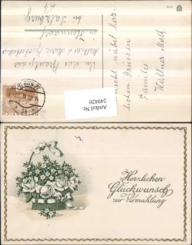 249420,Hochzeit Vermählung Korb m. Blumen Rosen Schleife