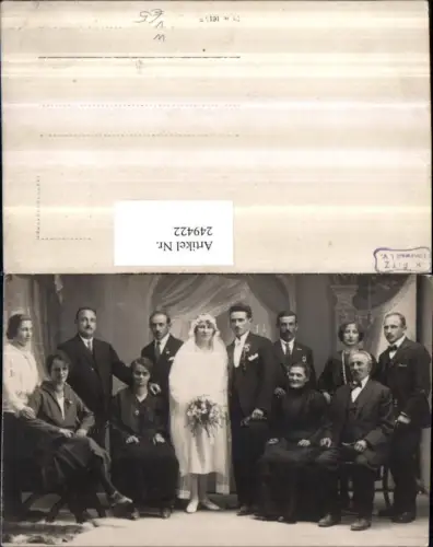 249422,Foto AK Rankweil in Vorarlberg Hochzeit Braut u. Bräutigam m. Familie Gruppenfoto pub K. Fitz
