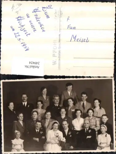 249424,Foto AK Leoben Hochzeit Braut Schleier Blumenstrauß Familie Gruppenfoto 1954 pub W. Pfohl