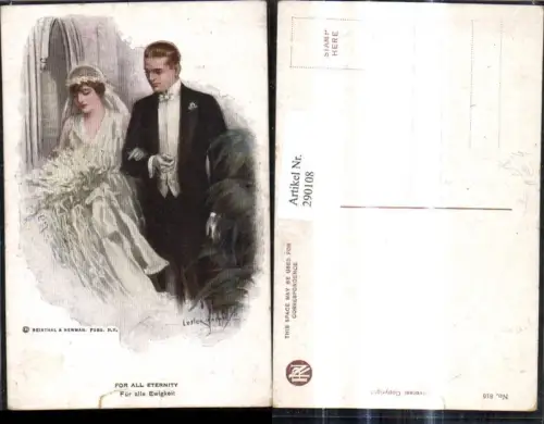 290108,Künstler Ak Lester Ralph Hochzeit Brautpaar b. Kirche For All Eternity pub Reinthal e Newman 816