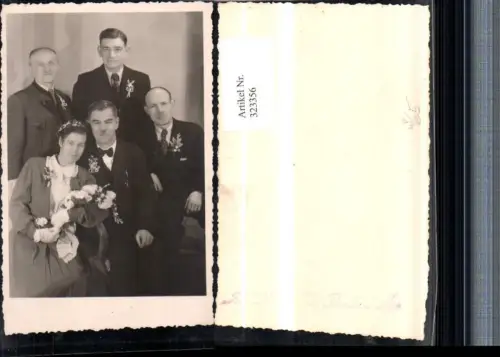 323356,Foto AK Hochzeit Hochzeitsfoto Gruppenbild Brautstrauß pub Ludwig Felix Bruck an d. Mur