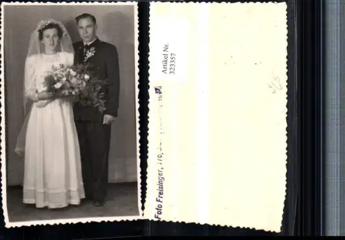 323357,Foto AK Hochzeit Hochzeitsfoto Brautpaar Brautkleid Brautstrauß pub Foto Freisnger Trofaiach