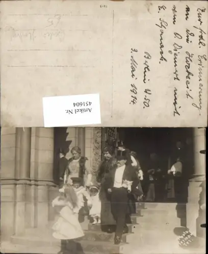 451604,Foto AK Berlin 1914 Hochzeit Brautpaar Kinder