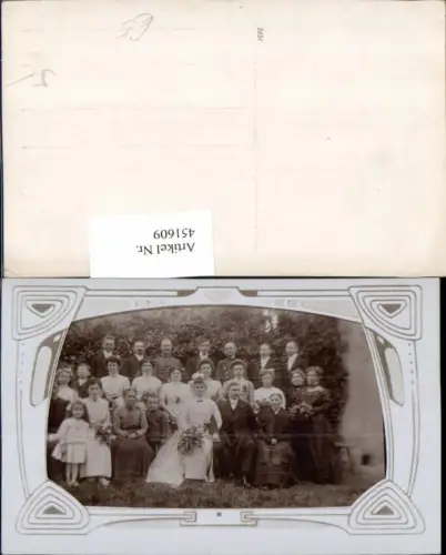 451609,Foto AK Hochzeit Hochzeitsfoto Gruppenbild Passepartout