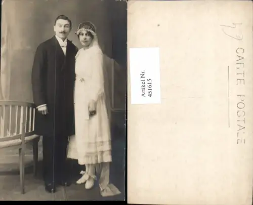 451615,Foto AK Hochzeit Hochzeitsfoto Braut Bräutigam Schleier