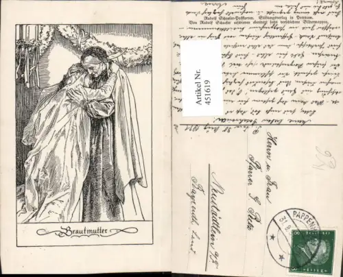 451619,Künstler AK Rudolf Schaefer Brautmutter Braut Hochzeit