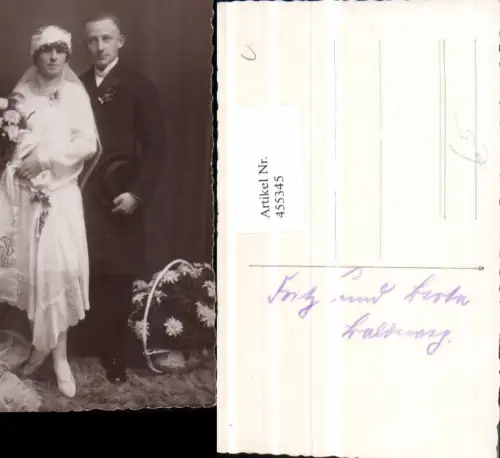 455345,Foto AK Hochzeit Hochzeitsfoto Brautpaar Blumen