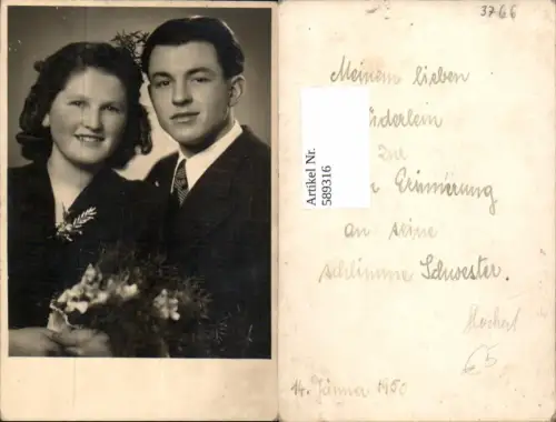 589316,Foto-AK Hochzeit Paar Bräutigam Braut Brautkleid