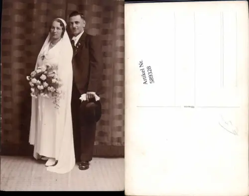 589328,Foto-AK Hochzeit Paar Bräutigam Braut Brautkleid