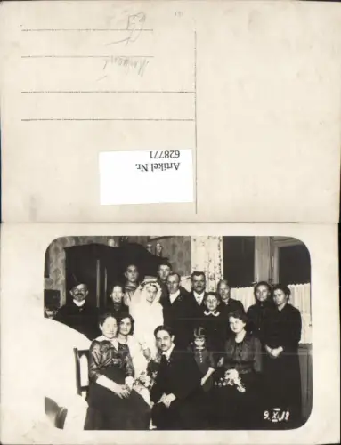 628771,Foto Ak Gruppenbild Hochzeit Paar m. Familie