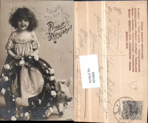 455460,Neujahr Kind Mädchen Hufeisen Rosen Ferkel Schwein