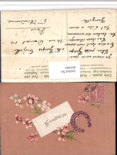 491995,Präge Künstler Litho Ne moubliez pas Hufeisen Blumen