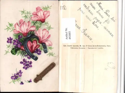 492003,Künstler AK St. Catherine Hufeisen Alpenveilchen Blumen