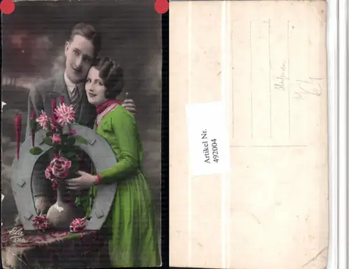 492004,Liebe Paar Hufeisen Vase Blumen