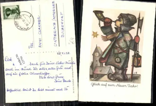 123741,B. Hummel pub Josef Müller Nr 4616 Neujahr Laterne Turmbläser Bläser