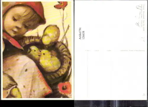 126638,Künstler Ak Hummel 14598 Meine kleinen Küken Chick Girl
