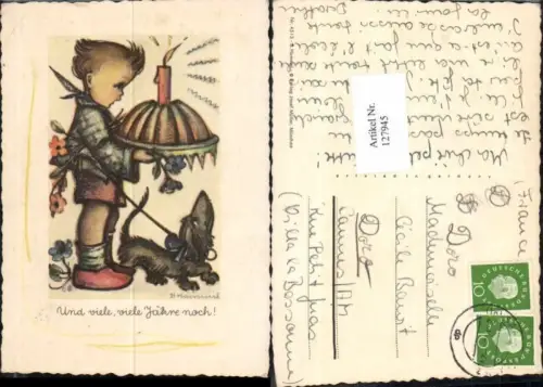 127945,B. Hummel 4513 Geburtstag Hund Kuchen Kerze