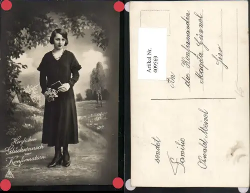 409569,Konfirmation Mädchen m. Bibel Blumen