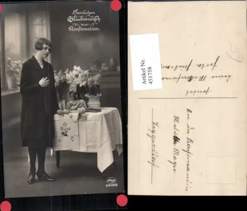 451758,Konfirmation Mädchen Kleid Tisch Kuchen Blumen