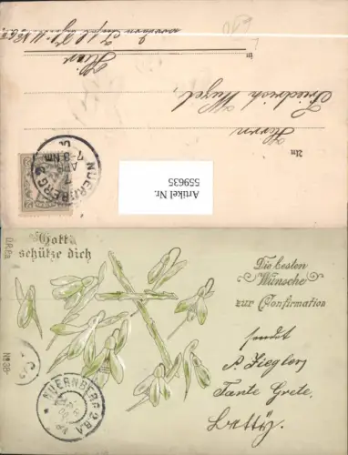 559635,Präge Litho Konfirmation Schneeglöckchen Blumen Religion