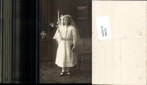 598123,Erstkommunion Mädchen Schleier Kerze Bibel