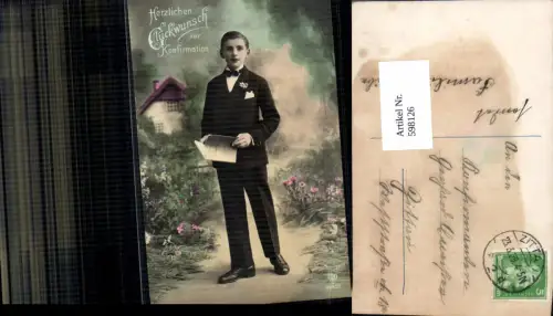 598126,Konfirmation Junge Anzug Buch Bibel